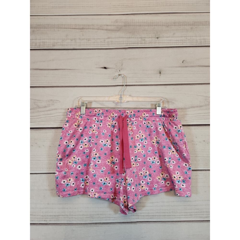 Sleep Chic Women's Pink Floral Print Elastic Waist High Rise Sleep Short Size XL
